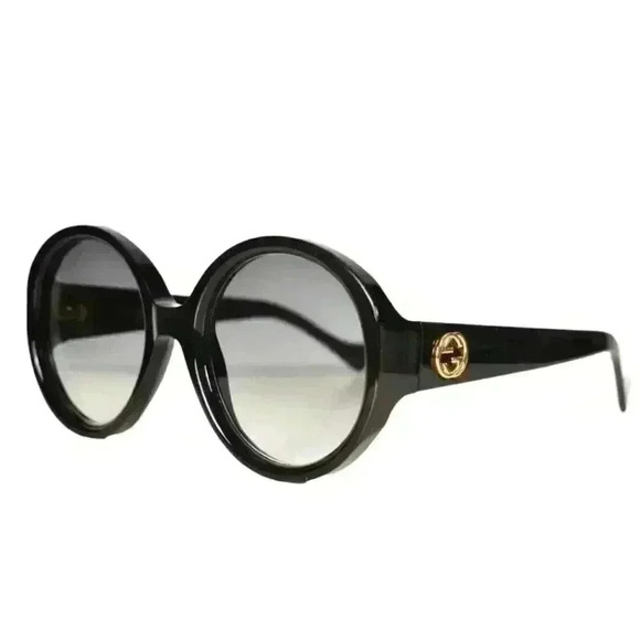 GUCCI Black Round Retro Mod  60s Style Gradient Acetate Sunglasses GG1256 Italy - Picture 1 of 5